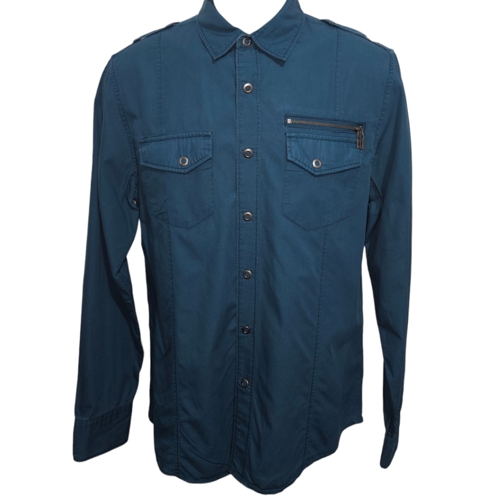 Men's G By Guess Snap Button Collared Long Sleeve Shirt